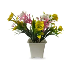Vibrant Mixed Floral Arrangement in Square Pot