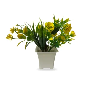 Yellow Rose & Grass Faux Arrangement