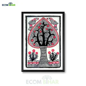 Traditional Handmade Madhubani Tree of Life with Birds Painting A4 Size